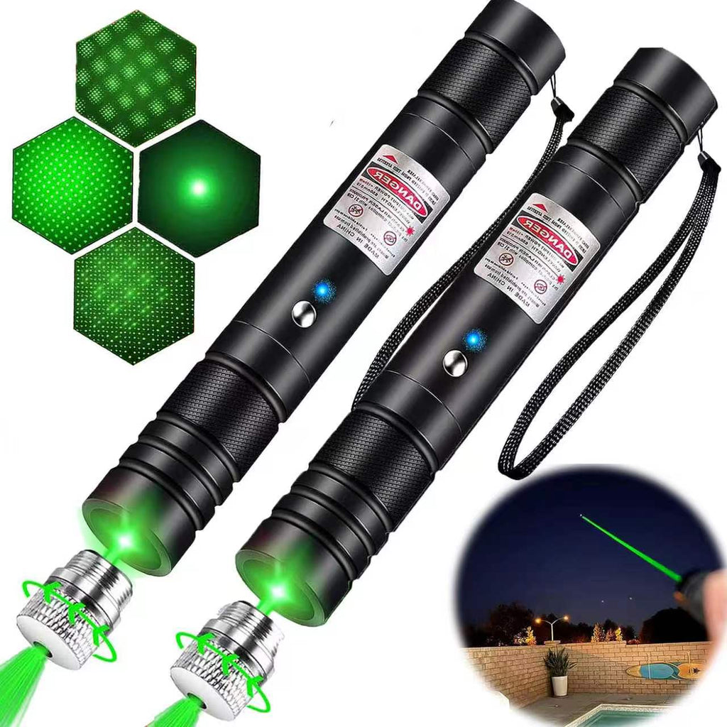 2-Pack Green Laser Pointer, Ideal for Presentations, Office Meetings, Classroom Instruction, and Conferences—Visible Green Beam, Long Battery Life