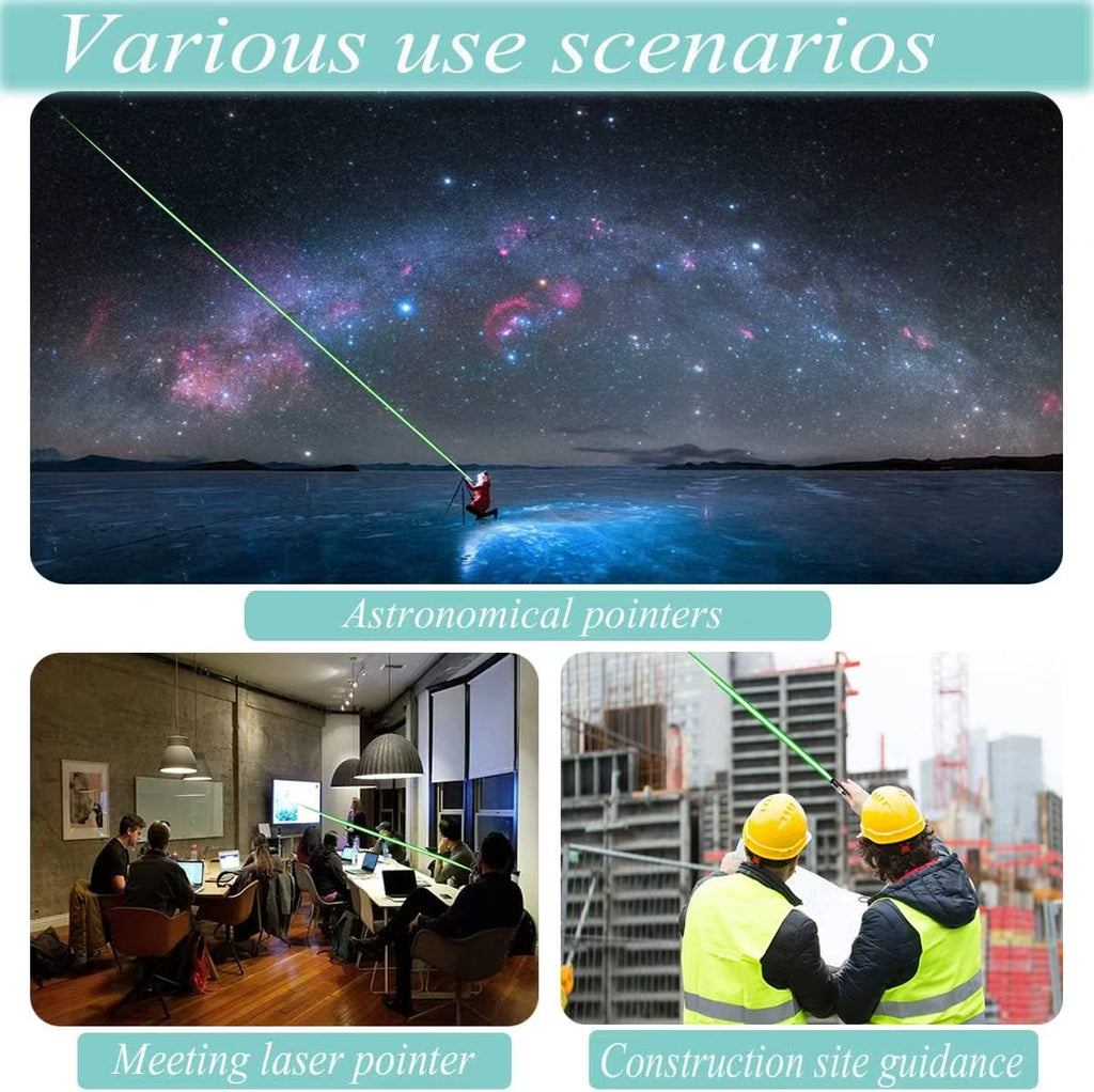 2-Pack Green Laser Pointer, Ideal for Presentations, Office Meetings, Classroom Instruction, and Conferences—Visible Green Beam, Long Battery Life
