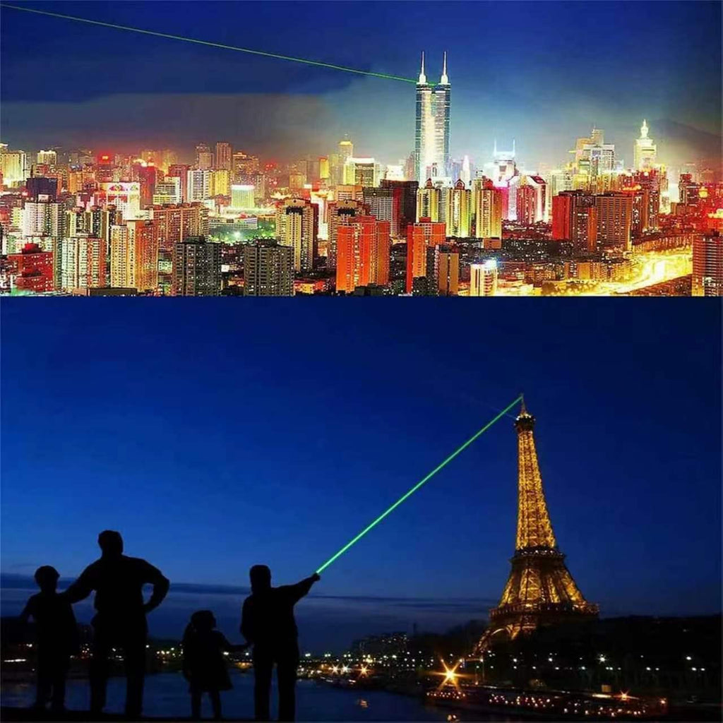 IVVTRYI Long Range High Power Tactical Green Beam Flashlight Laser Pointer rechargeableUSB Laser Pointer Cat Toys with Star Cap Adjustable Focus for Teaching Outdoor Hunting