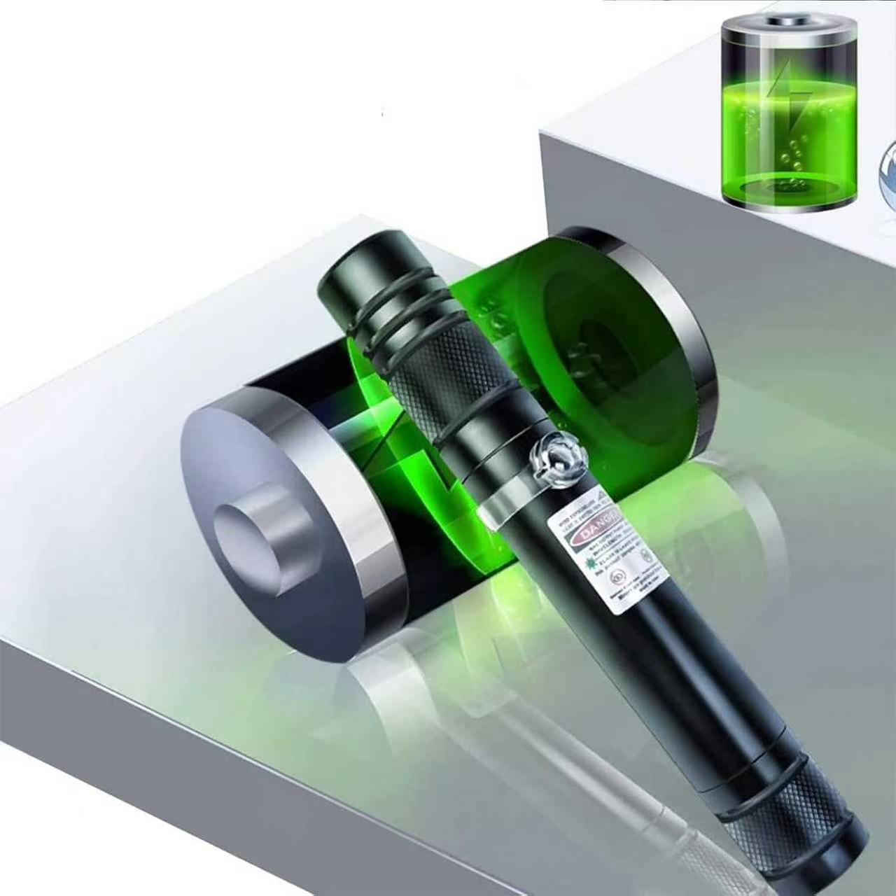 IVVTRYI Long Range High Power Tactical Green Beam Flashlight Laser Pointer rechargeableUSB Laser Pointer Cat Toys with Star Cap Adjustable Focus for Teaching Outdoor Hunting