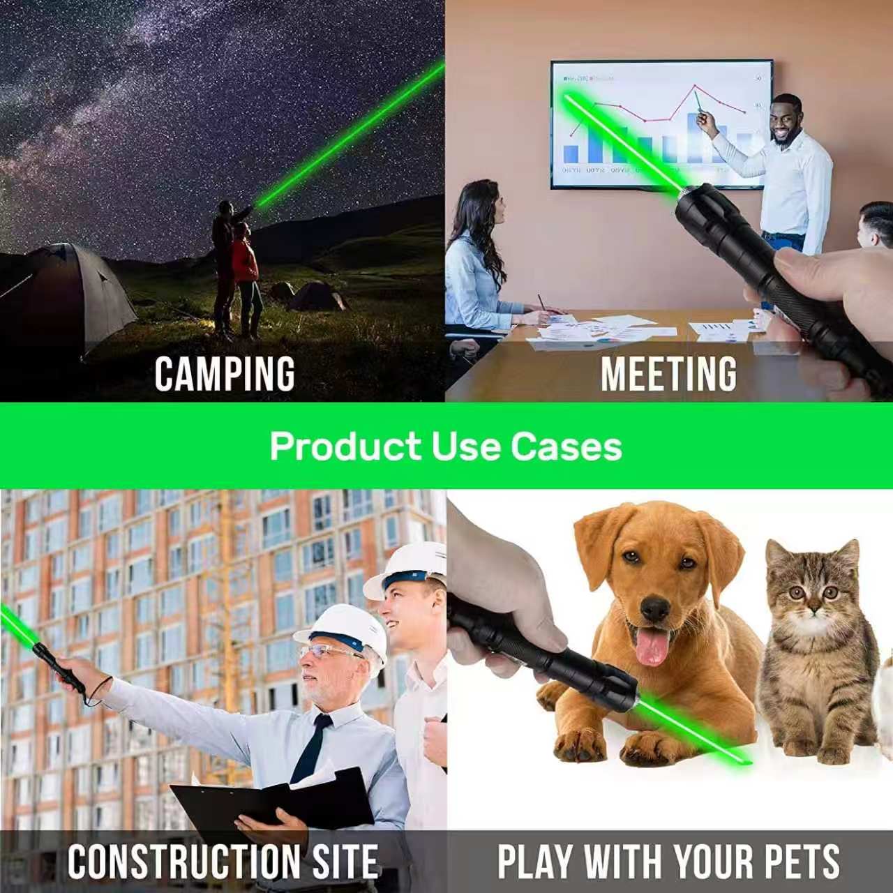 Rechargeable Green Laser Pointer - High Power, Long Range Laser with One-Touch Switch, Tactical Laser with Protective Case